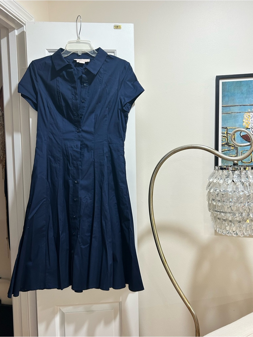 Gal Meets Glam Classic Navy Shirt Dress with Collar